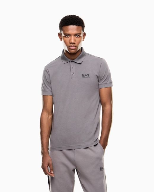 EA7 Gray Stretch Polo for men