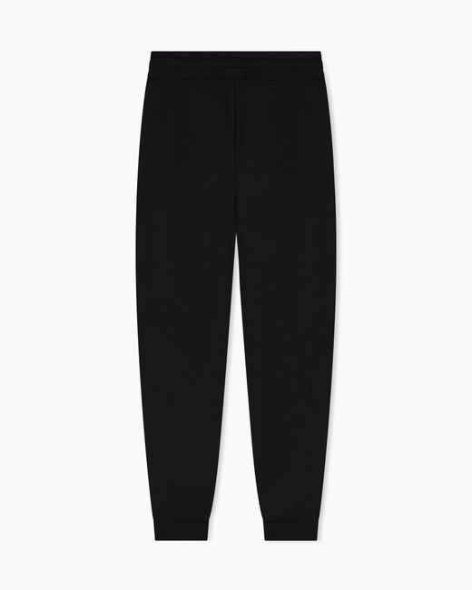 EA7 Black Viscose Joggers With A Studded Logo And Drawstring Evolution