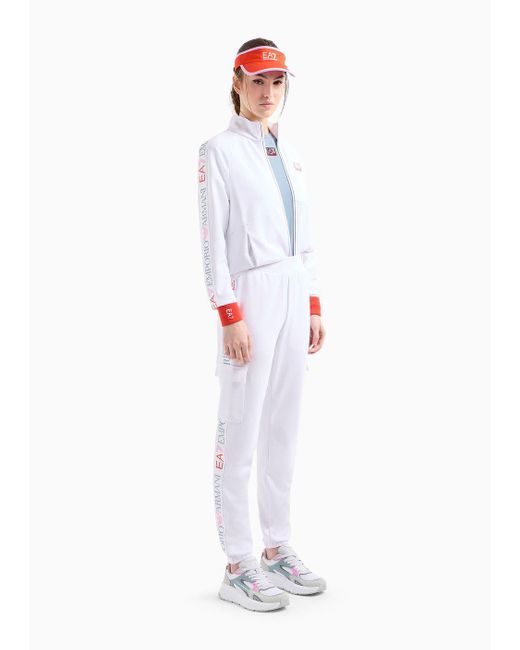 EA7 White Dynamic Athlete Cargo Trousers In Asv Natural Ventus7 Technical Fabric