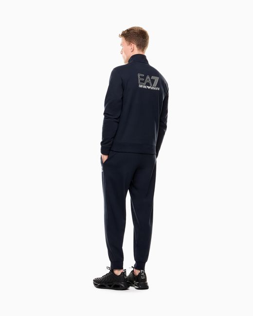 EA7 Blue Visibility Pure Cotton Tracksuit for men