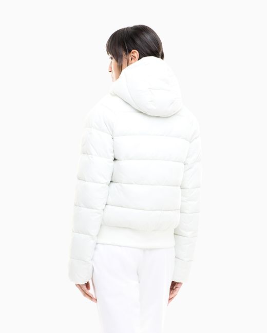 EA7 White Bomber Jacket Regular Fit Padded With Hood