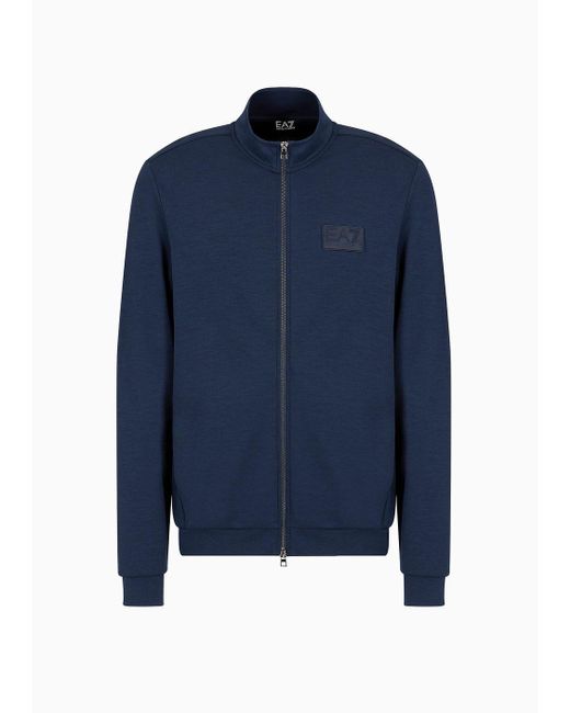EA7 Blue Lux Identity Modal-blend Zip-up Sweatshirt for men