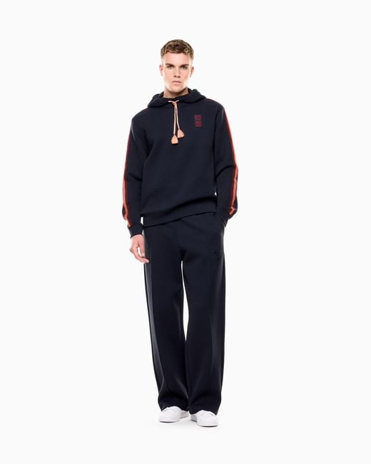 EA7 Blue Lunar New Year Jersey Hooded Sweatshirt for men