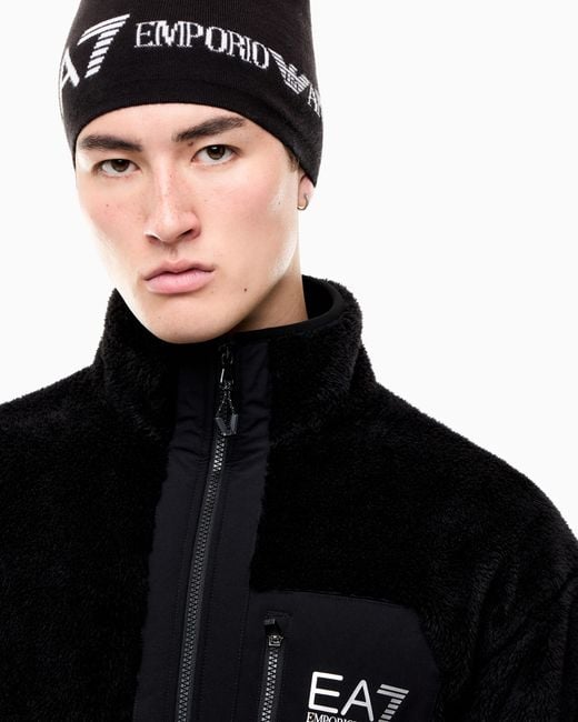 EA7 Black Knitted Beanie Hat