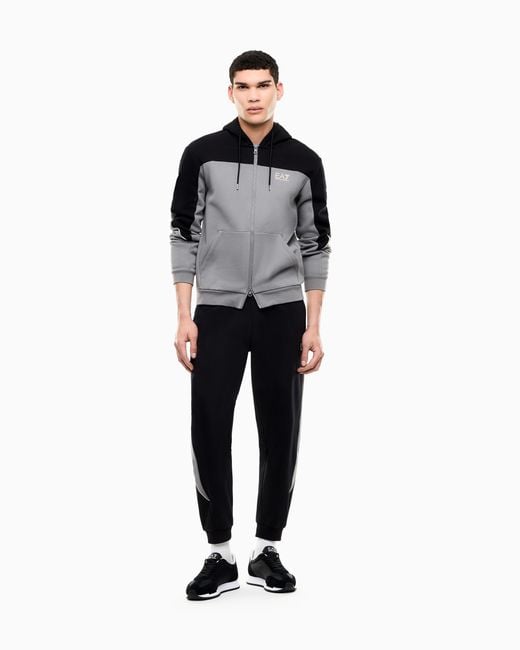 EA7 Black Regular Fit Jersey Hoodie for men