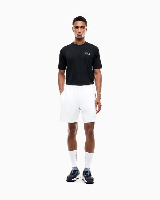 EA7 Black Jersey T-Shirt Tennis Pro Regular Fit With Rib Details for men
