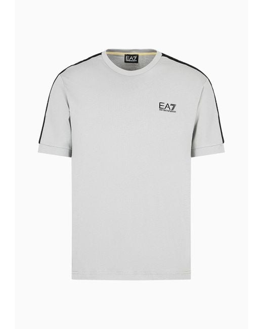 EA7 Logo Series T-shirt Mit Rundhalsausschnitt Aus Baumwolle in Gray für Herren