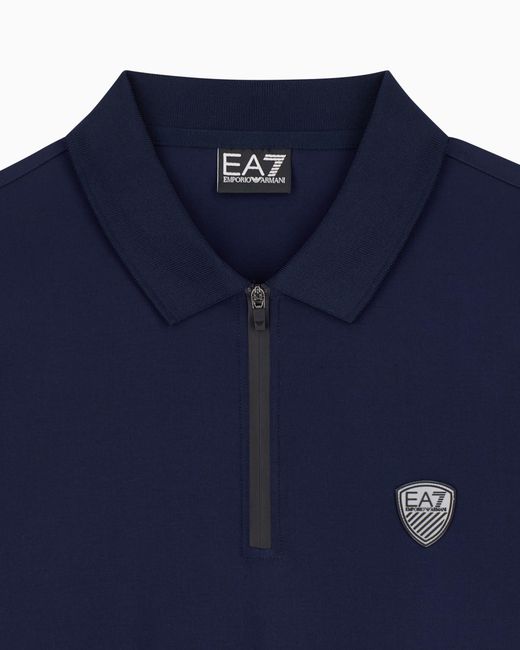 EA7 Blue Slim-Fit Polo Shirt Premium Shield for men