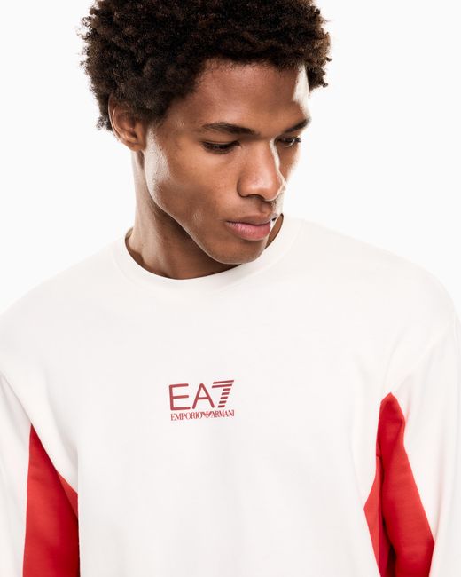 EA7 Red Summer Block Pure Cotton Sweatshirt for men