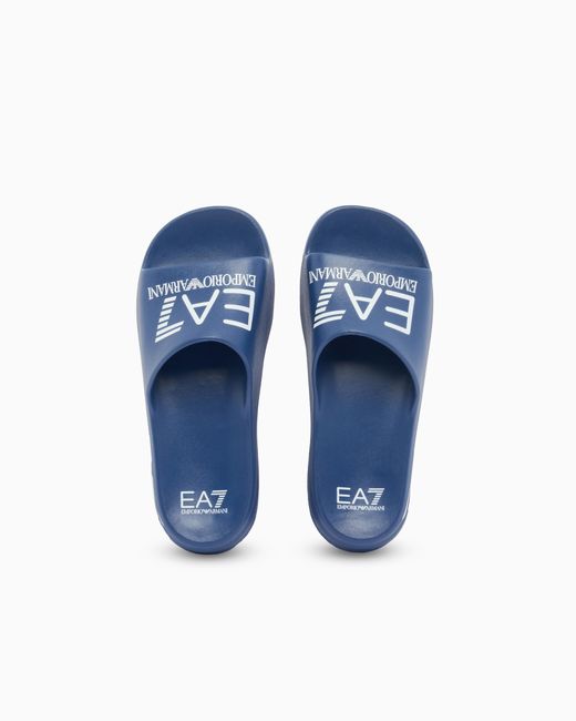 EA7 Blue Crusher Distance Slides With Oversized Logo