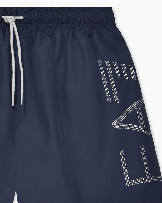 EA7 Blue Bathing Trunks With A Drawstring Waist And Side Pockets for men