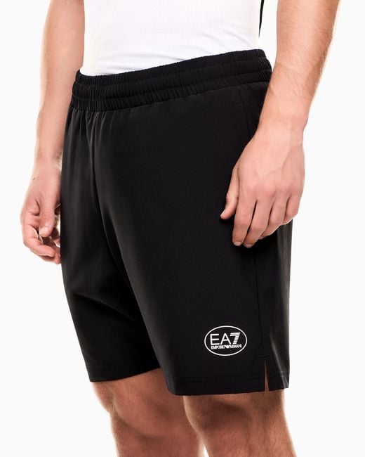 EA7 Black Tennis Pro Shorts for men