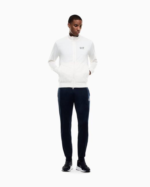 EA7 White Technical-Fabric Core Identity Tracksuit for men