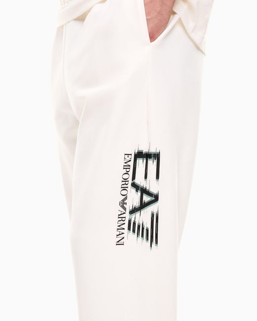 EA7 White Visibility Cotton Joggers for men