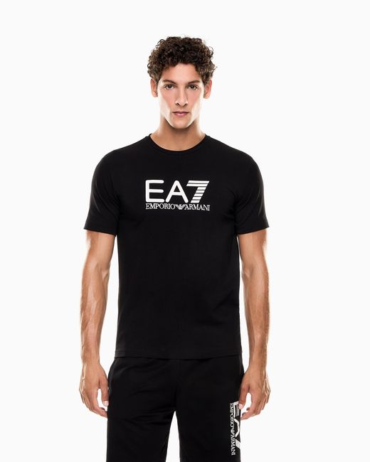 EA7 Visibility Kurzarm-T-Shirt Aus Baumwoll-Stretchjersey in Black für Herren