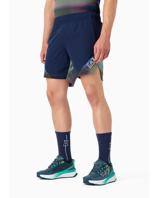 EA7 Blue Tennis Pro Shorts In Ventus7 Technical Fabric for men