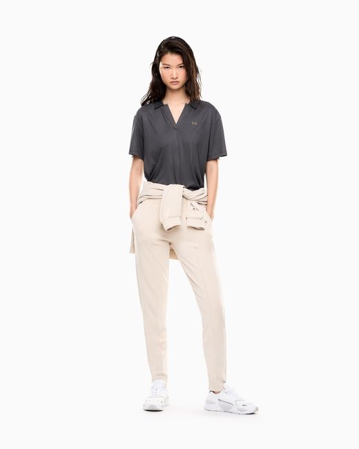 EA7 Blue Core Lady Modal-Blend Polo Shirt