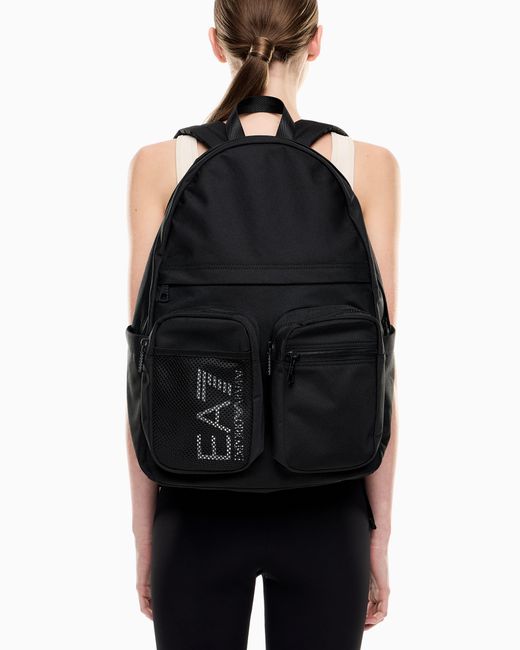 EA7 Black Technical Fabric Backpack