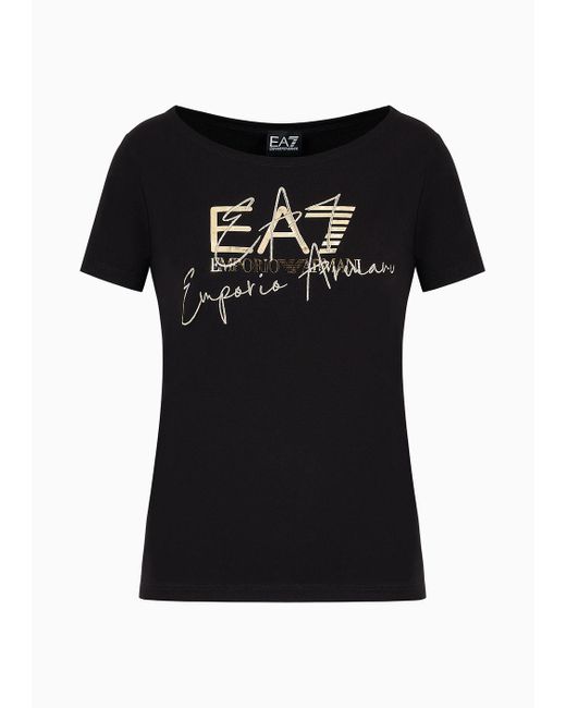 EA7 Black Logo Series Stretch-cotton Crew-neck T-shirt