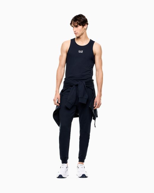 EA7 Blue Core Identity Cotton Jersey Tank Top for men