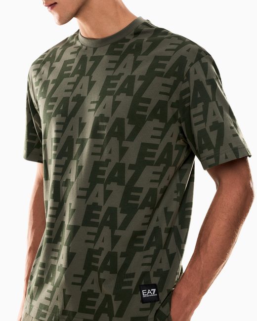 EA7 Green Asv Logo Series Organic-Cotton Crew-Neck T-Shirt for men