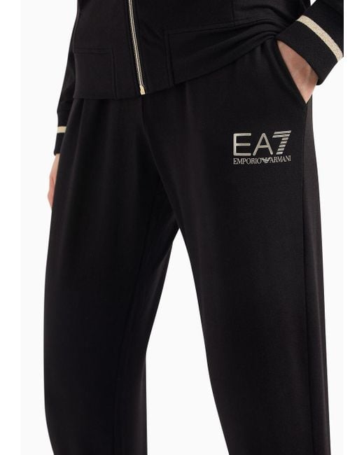 EA7 Black Core Lady Stretch-cotton Tracksuit