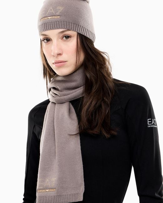 EA7 Gray Beanie And Scarf Set Evolution