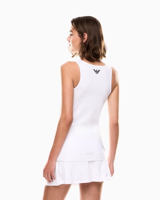 EA7 White Technical Ventus Tank With A Halter Neck Tennis Pro