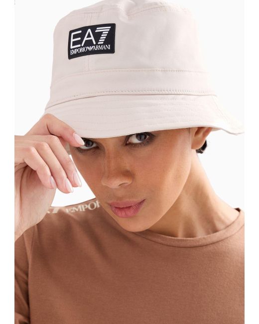 EA7 Natural Asv Recycled Fabric Cloche Hat