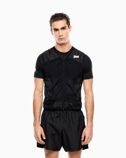 EA7 Black Dynamic Athlete Packable Gilet for men