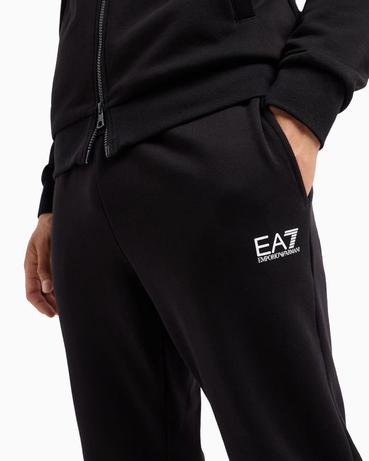 EA7 Black Core Identity Cotton-Blend Hooded Tracksuit for men