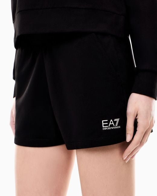 EA7 Black Stretch Cotton-Jersey T-Shirt And Shorts Set