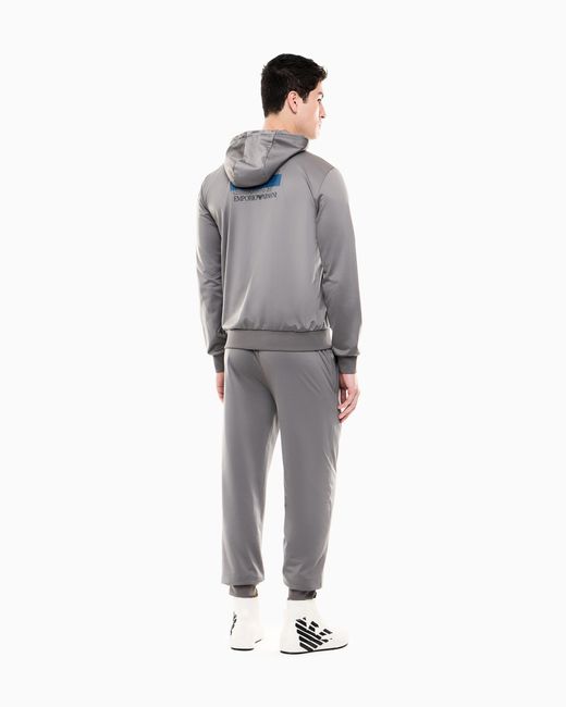 EA7 Gray Tracksuit Visibility With Hood And Full Zip for men