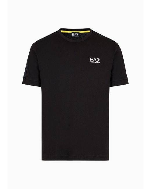 EA7 Black Logo Series Cotton Crew-neck T-shirt for men