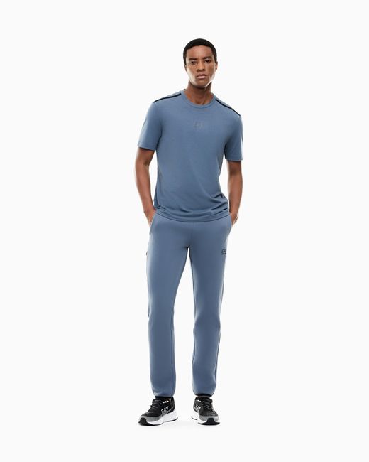 EA7 Blue Slim-Fit Trousers Natural Ventus 7 Technical Cotton Jersey for men