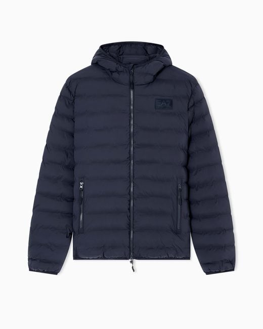 Giacca Imbottita Con Cappuccio di EA7 in Blue da Uomo
