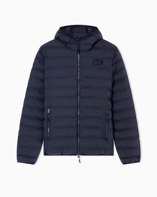 EA7 Blue Quilted Down Jacket for men