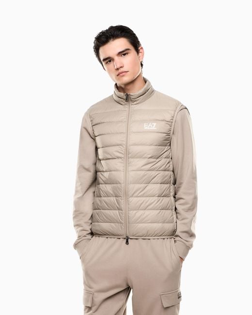 EA7 White Packable Gilet With Zip And Down Padding Core Identity for men