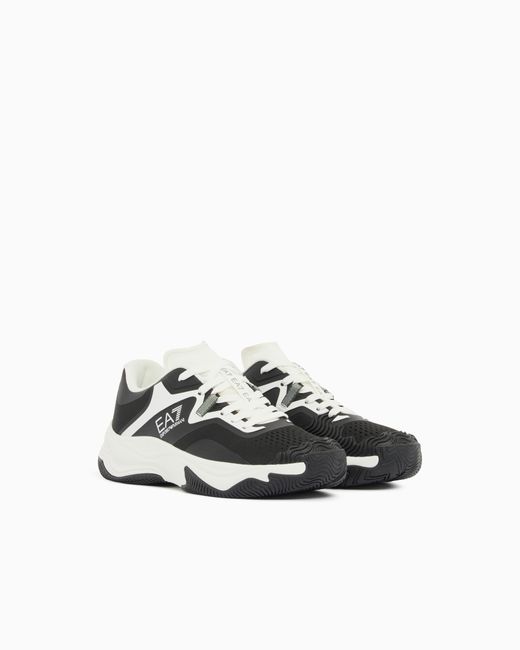 EA7 White Running Sneaker With A Breathable Mesh Upper New Padel