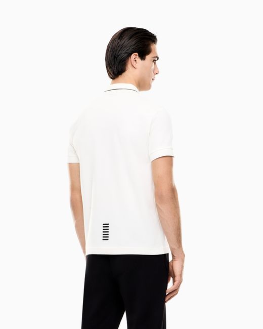 EA7 White Core Identity Stretch-Cotton Piqué Polo Shirt for men