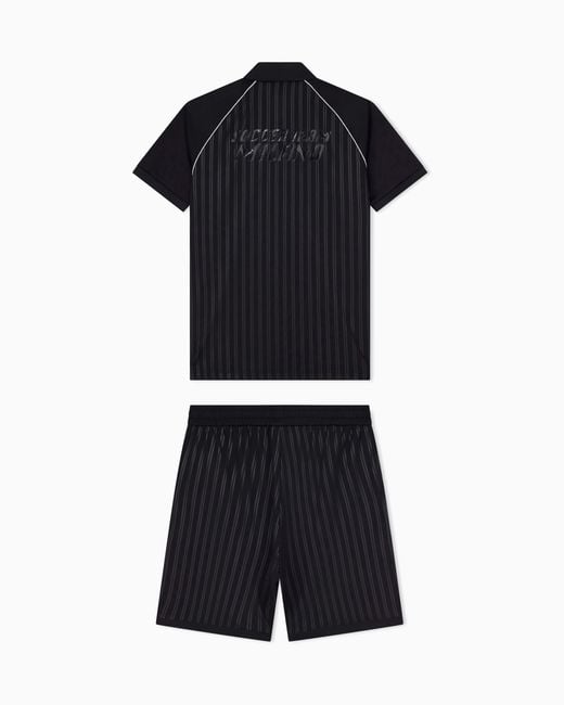 EA7 Black Set Soccer Regular Fit With Polo And Shorts for men
