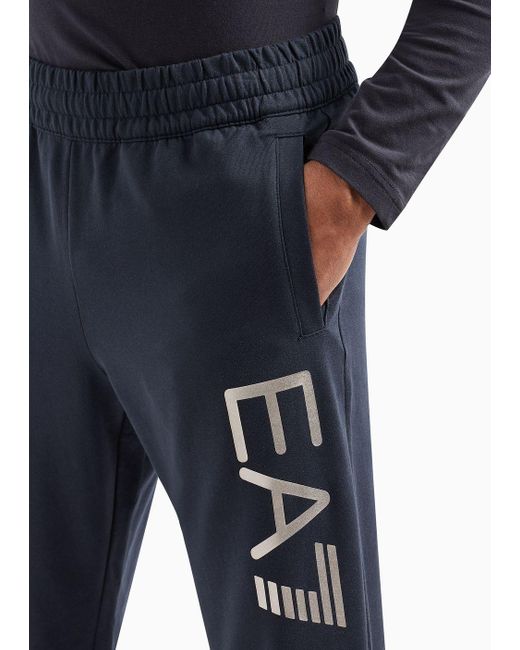 EA7 Logo Series Jogginghose Aus Baumwolle in Blue für Herren