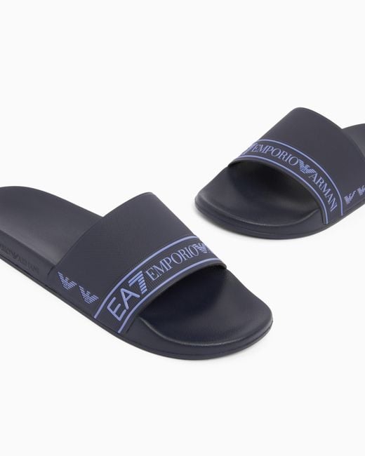 EA7 Blue Sliders With Logo Band