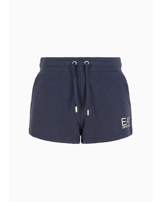 EA7 Blue Core Lady Shorts Aus Baumwollstretch