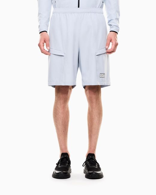 EA7 Blue Dynamic Athlete Ventus7 Technical-Fabric Cargo Bermuda Shorts for men