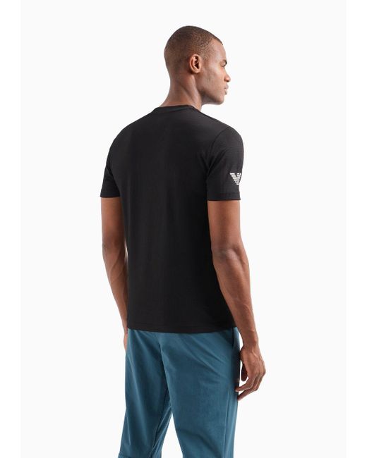 EA7 Black Tennis Pro V-neck T-shirt In Ventus7 Technical Fabric for men
