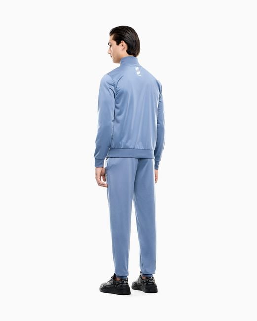 EA7 Blue Technical-Fabric Core Identity Tracksuit for men