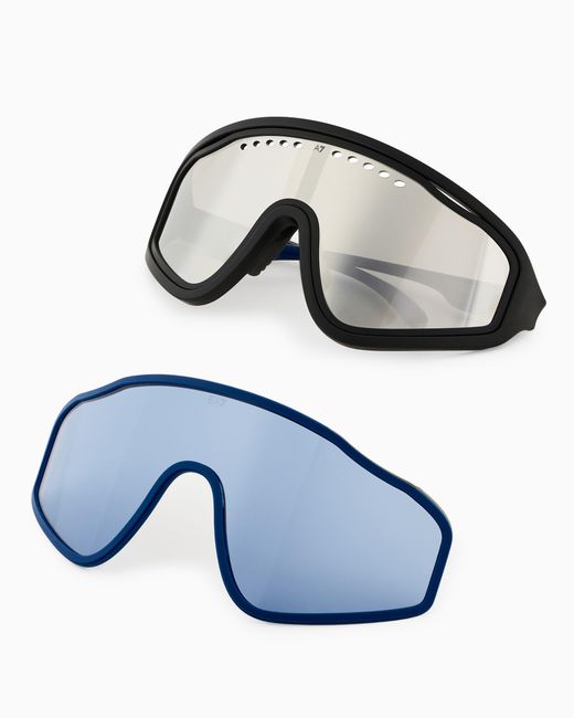 EA7 Black Irregular-Shaped Sports Sunglasses for men