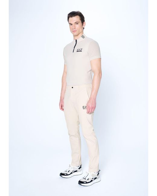 EA7 Natural Ventus7 Technical Fabric Golf Club Polo Shirt for men