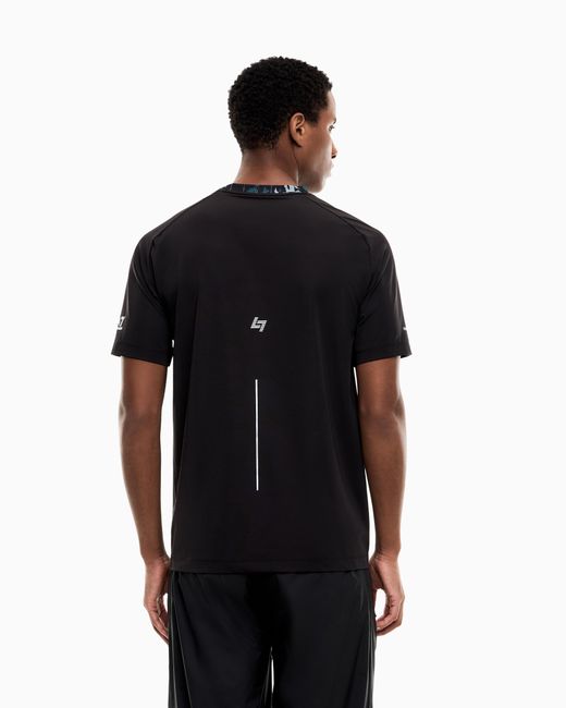 EA7 Blue Slim Fit Jersey T-Shirt Ventus 7 With Allover Graphic for men
